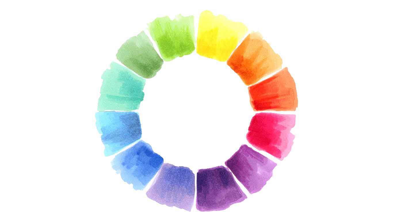 Kleurenwiel in aquarelstijl.